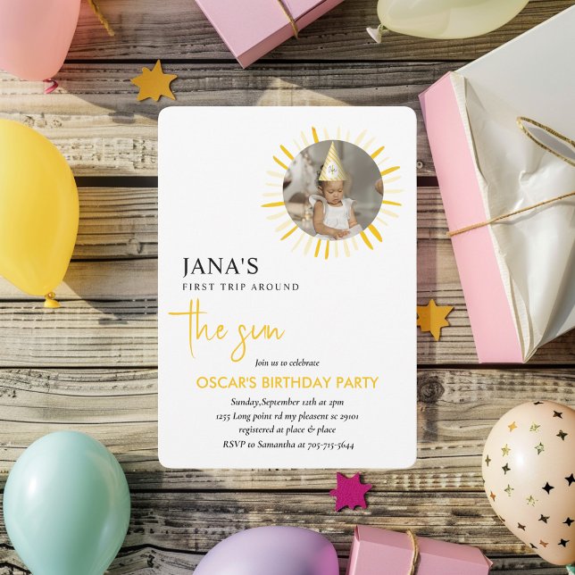 Invitation Le soleil tourne à une fête d'anniversaire (Créateur téléchargé)