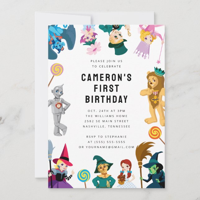 Invitation Le sorcier de Oz Character Birthday (Devant)