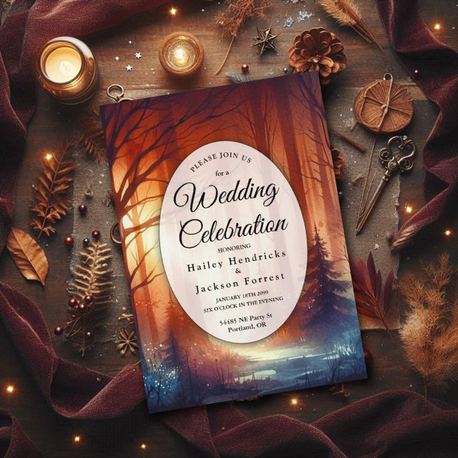 Invitation Le sort boisé du Mariage Feuille en perte de vites (Créateur téléchargé)
