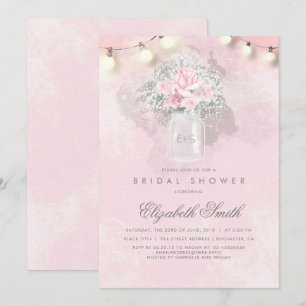 Invitation Le souffle du bébé et les roses roses roses Fête d