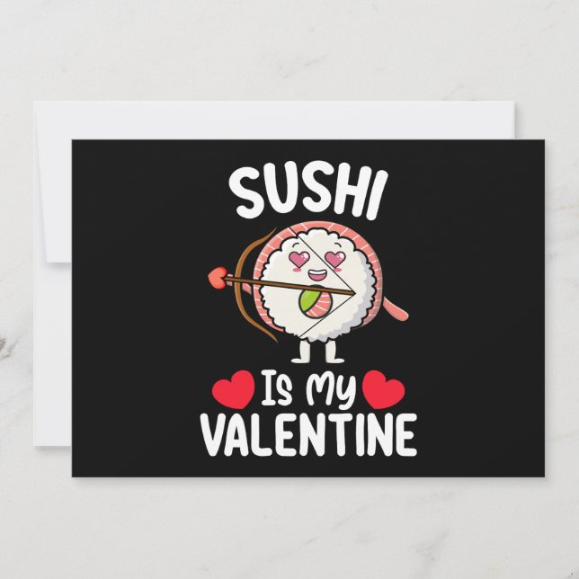 Invitation Le Sushi Est Ma Saint Valentin Drôle Nourriture Ja (Devant)