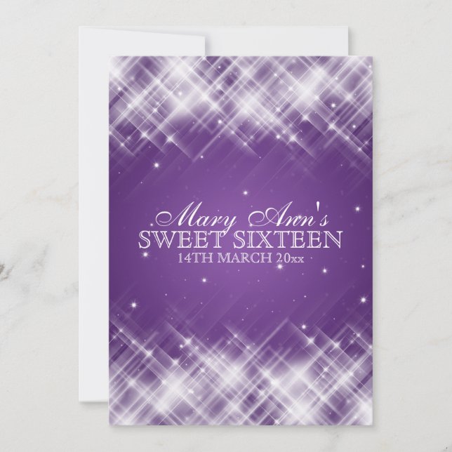 Invitation Le Sweet sixteen du Parti Glamour se répand violet (Devant)