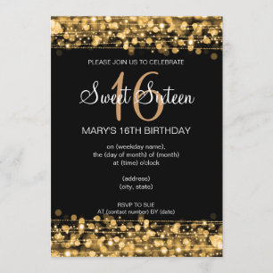 Invitation Le Sweet sixteen Sparkings Gold