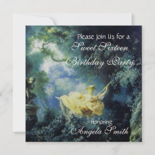 Invitation LE SWING, SWEET SIXTEEN PARTY Blue Green Gold