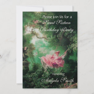 Invitation LE SWING, SWEET SIXTEEN PARTY Fuchsia Champagne