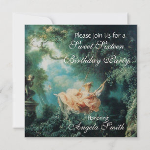 Invitation LE SWING, SWEET SIXTEEN PARTY Gold Metallic