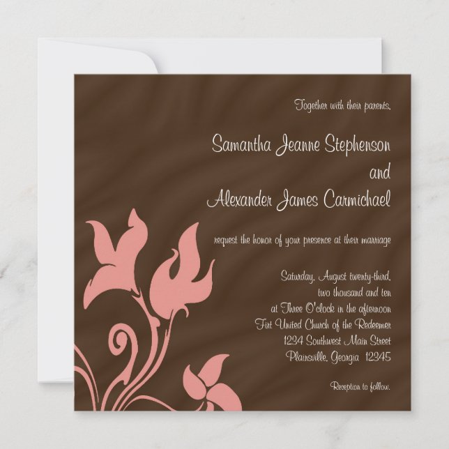 Invitation Le Swirl rose et Brown (Devant)