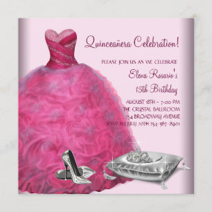 Invitation Le talon haut rose de robe de boule chausse