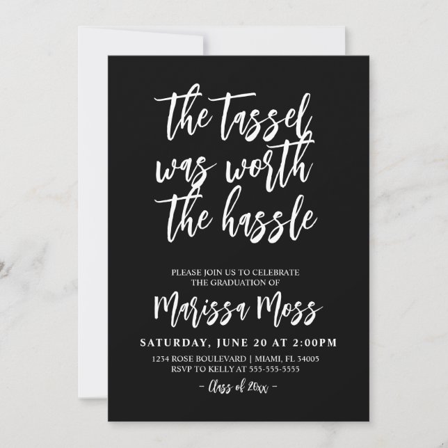 Invitation Le Tassel valait la peine Hassle Funny Graduation (Devant)