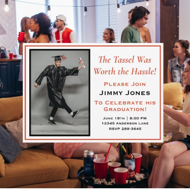 Invitation Le Tassel Vaut La Fête De La Graduation Hassle (Créateur téléchargé)