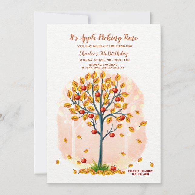 Invitation Le Temps de la Cueillette des Pommes (Devant)