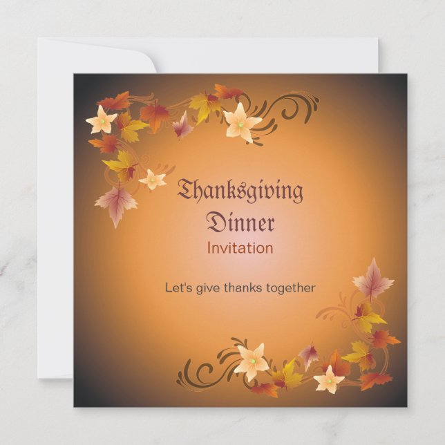 Invitation Le thanksgiving laisse le thème classique (Devant)