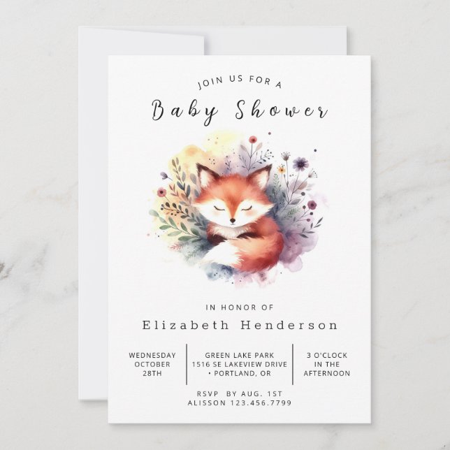 Invitation Le thème de la nature Baby shower Fox (Devant)
