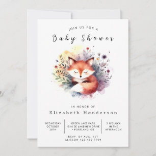 Invitation Le thème de la nature Baby shower Fox