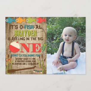 Invitation Le thème de la pêche Big One Les garçons Premier a