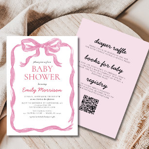 Invitation Le tout en un Baby shower de Bow rose de ruban