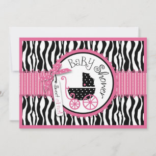 Invitation Le transport de bébés, le Baby shower Zebra Print 