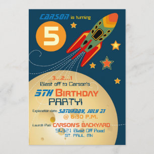 Invitation Le vaisseau spatial, les planètes et les étoiles