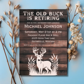 Invitation Le vieux canard prend sa retraite à la chasse rust