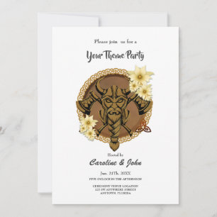 Invitation Le viking sans peur avec le casque avec des cornes