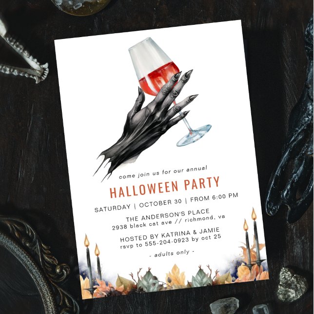 Invitation Le vin rouge de sorcière | Drôle fête d'Halloween  (Créateur téléchargé)