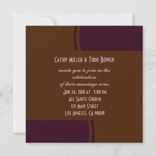 Invitation Le violet foncé et le Mariage moderne Brown