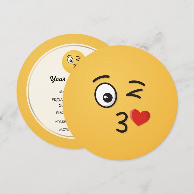 Invitation Le visage Jetant un baiser (Devant / Derrière)