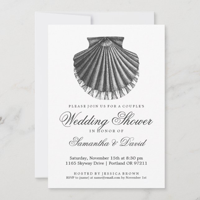 Invitation Le Wedding shower de Beach Couple Shell Charco (Devant)
