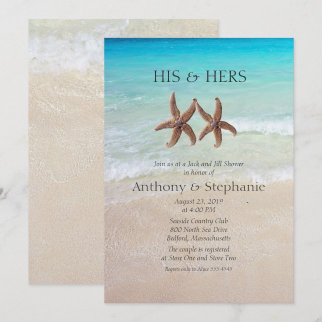 Invitation Le Wedding shower de Sea and Sand Couple (Devant / Derrière)