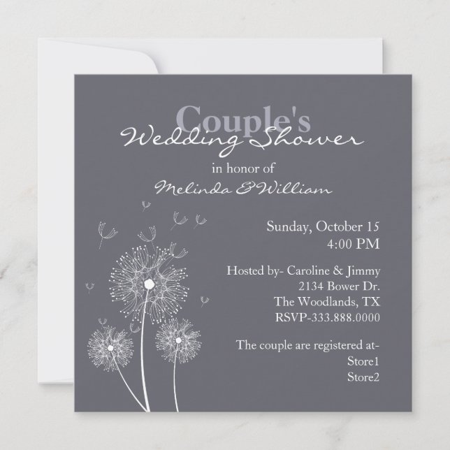 Invitation Le wedding shower du couple pourpre et blanc de (Devant)