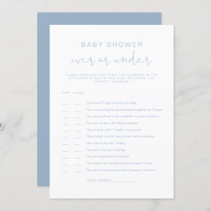 Invitation LEAH Pastel Blue Over Under Baby shower Game