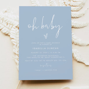 Invitation LEAH Vibrant Pastel Blue Boy Oh Baby Baby shower