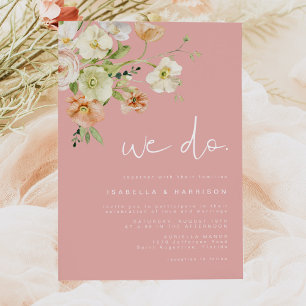 Invitation LEAH Vibrant Pastel Pink Florals Nous faisons Mari