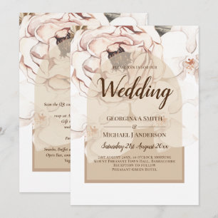 Invitation LeahG Blush Champagne Rose Mariage Floral Inviter