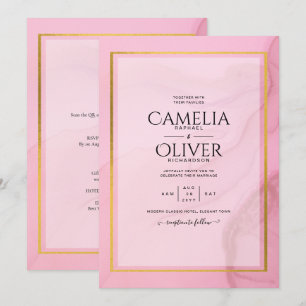 Invitation LeahG Blush Pink Gold INK Ombre Wedding INVITE