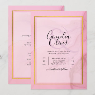 Invitation LeahG Blush Pink Gold INK Ombre Wedding INVITE