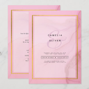 Invitation LeahG Blush Pink Gold INK Ombre Wedding INVITE
