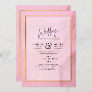 Invitation LeahG Blush Pink Gold INK Ombre Wedding INVITE