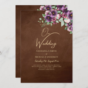 Invitation LeahG Brown Berry Plum violet Mariage automne hive