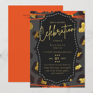 Invitation LeahG Budget Glam Chic Fête des mariées Or Orange