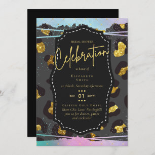 Invitation LeahG Budget Glam Chic Fête des mariées Unicorn Or