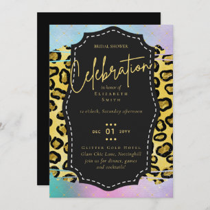 Invitation LeahG Budget Glam Chic Fête des mariées Unicorn Or