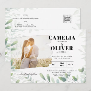 Invitation LeahG Feuilles de la verdure PHOTO OVERLAY Mariage