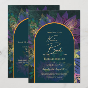 Invitation LeahG Green Purple Gold JEWEL TONES Mariage INVITE