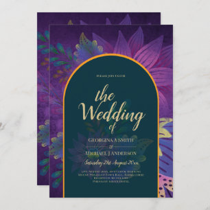 Invitation LeahG Green Purple Gold JEWEL TONES Mariage INVITE