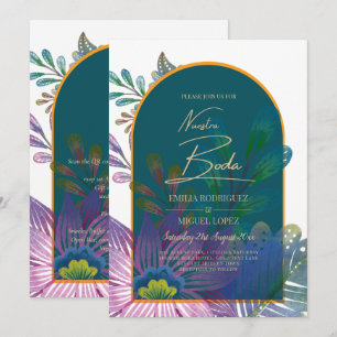 Invitation LeahG Green Purple Gold JEWEL TONES Mariage INVITE