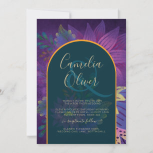 Invitation LeahG Green Purple Gold JEWEL TONES Mariage INVITE