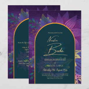 Invitation LeahG Green Purple Gold JEWEL TONES Mariage INVITE