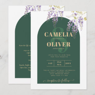 Invitation LeahG Green Purple Gold WISTERIA Wedding INVITE