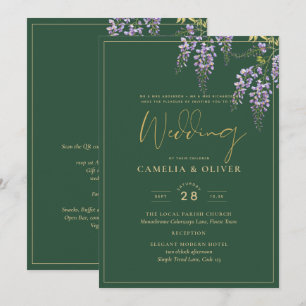 Invitation LeahG Green Purple WISTERIA Wedding INVITE